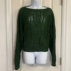 Forest Green Open Knit Sweater